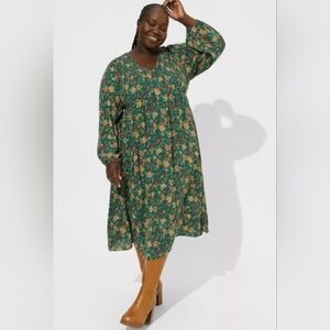 Floral Green and Gold Dress